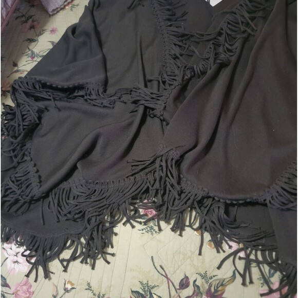 COLDWATER CREEK Fringe Knit Wrap Shawl Sage Green Cape Poncho One Size Brand NEW - Picture 11 of 16